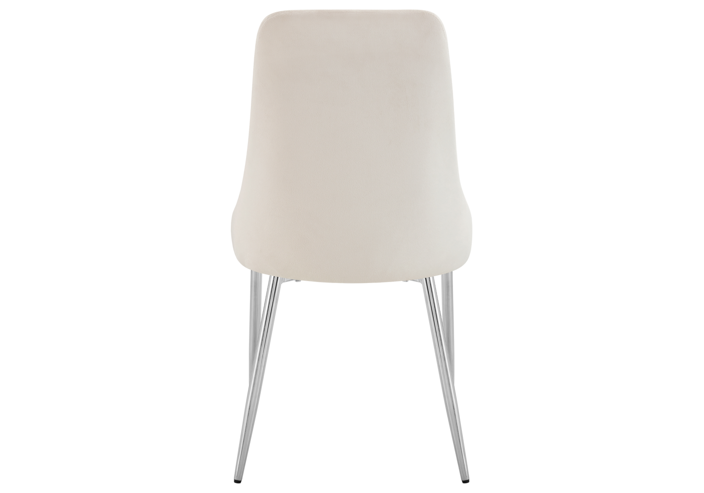 Chaise de table velours beige pieds argentés - Sena x4