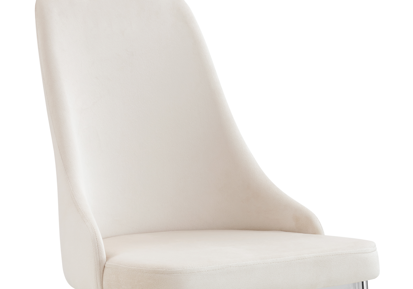 Chaise de table velours beige pieds argentés - Sena x4