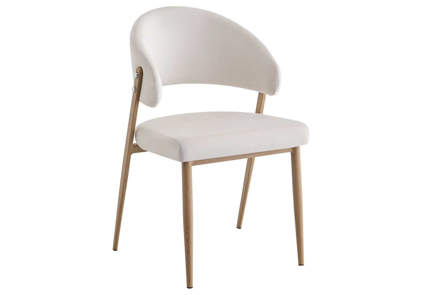 Chaise de table velours beige pieds bois clair - Alba x4