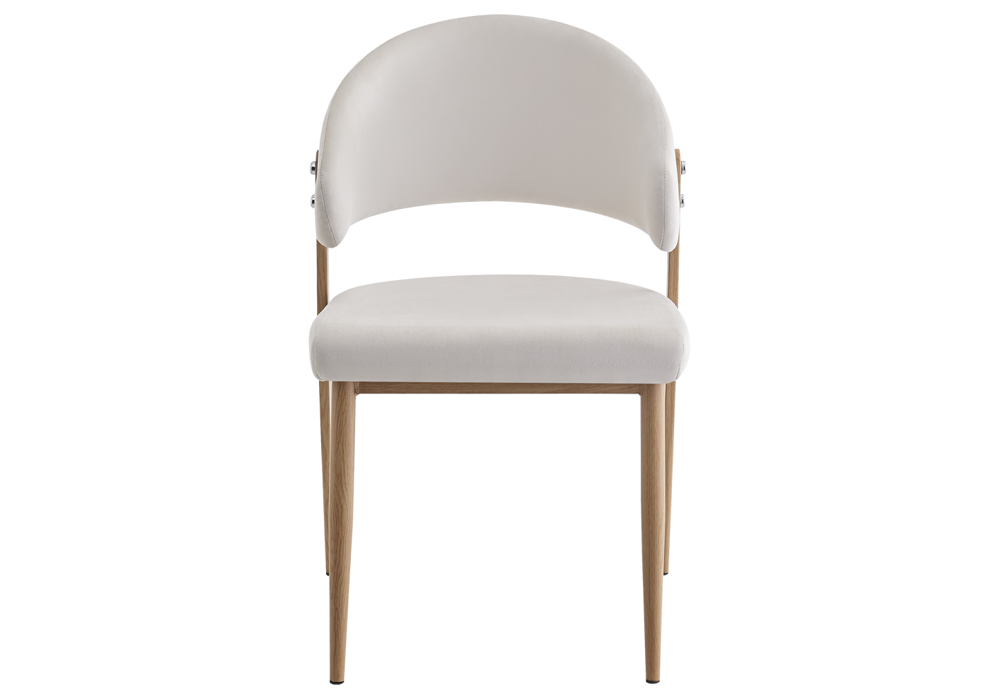 Chaise de table velours beige pieds bois clair - Alba x4