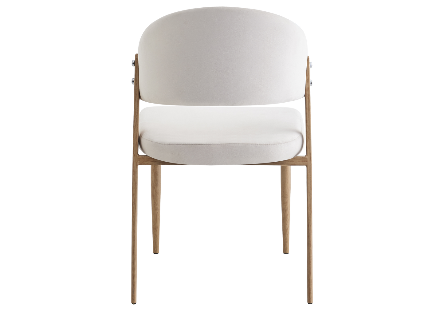 Chaise de table velours beige pieds bois clair - Alba x4