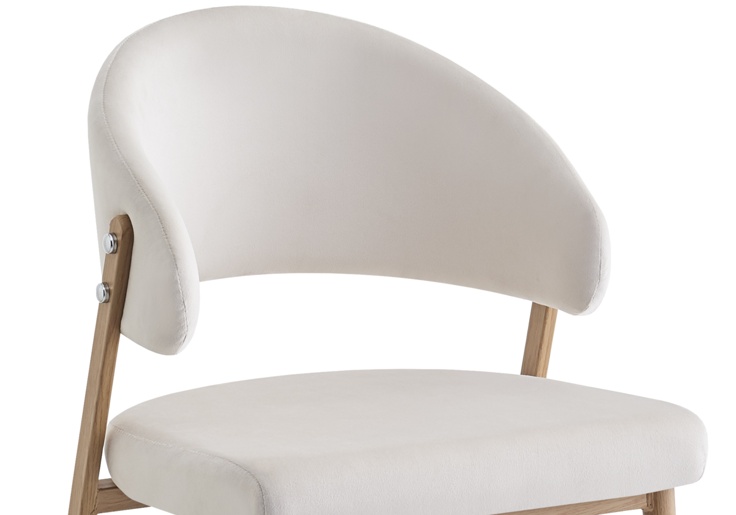 Chaise de table velours beige pieds bois clair - Alba x4