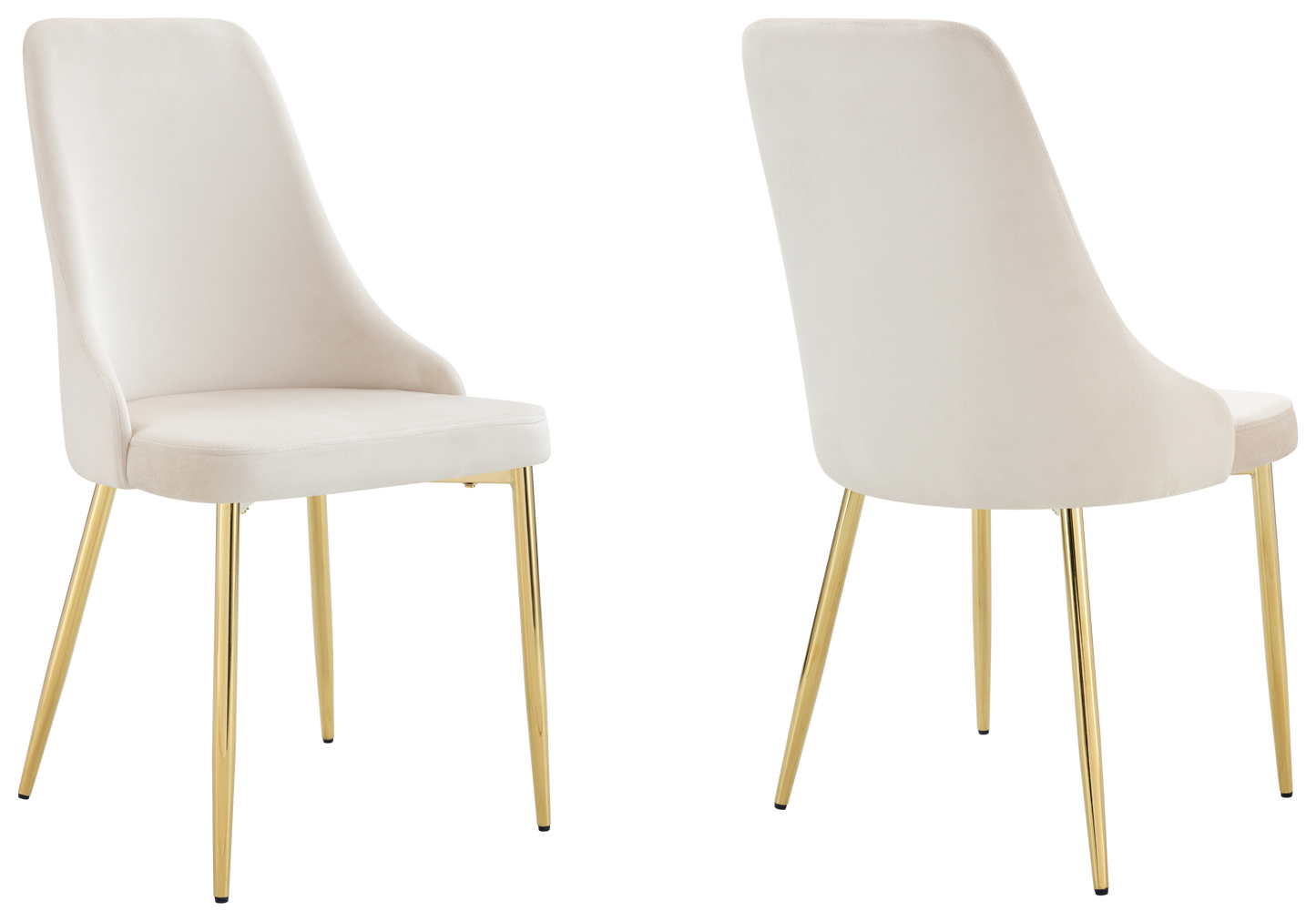 Chaise de table velours beige pieds dorés - Sena x4