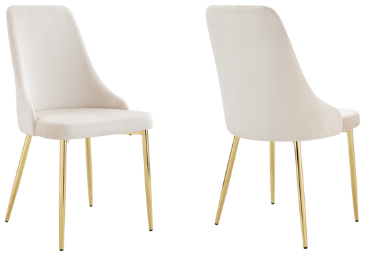 Chaise de table velours beige pieds dorés - Sena x4