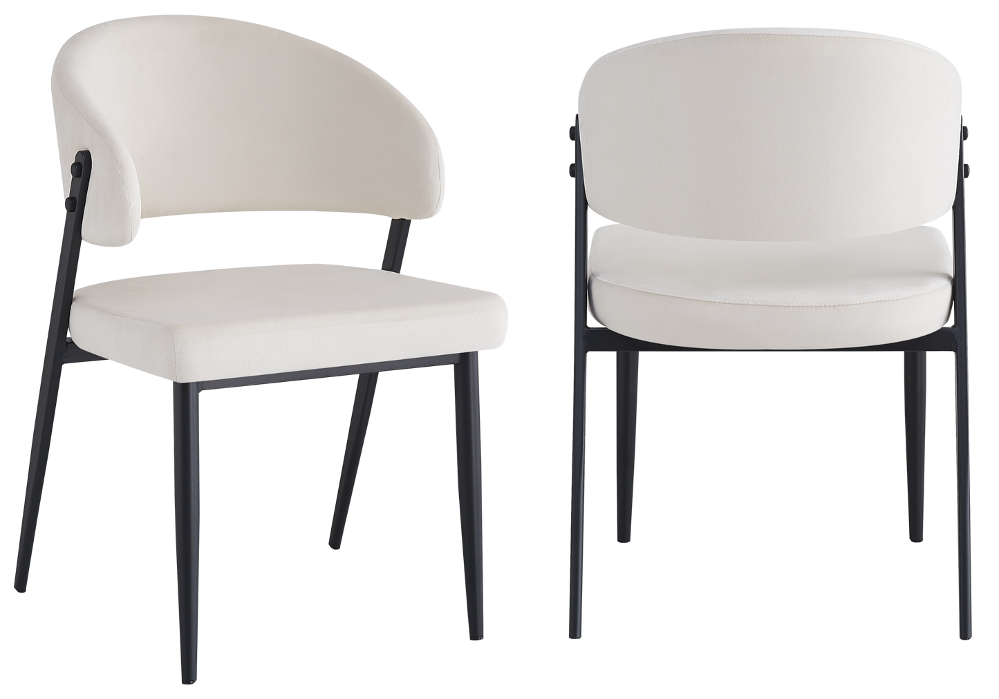 Chaise de table velours beige pieds noirs - Alba x4