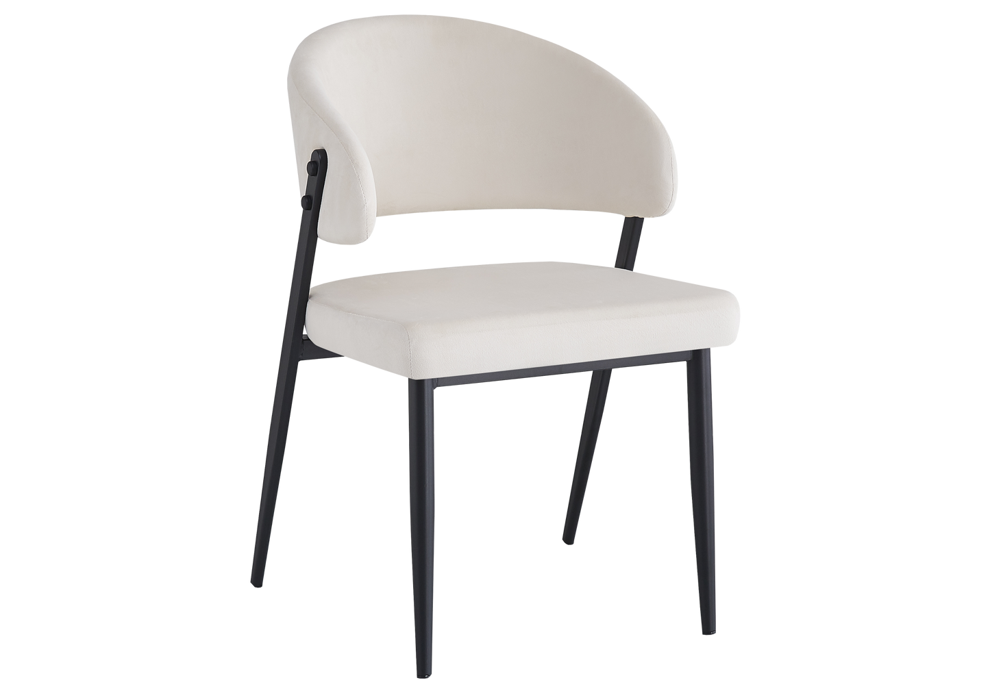Chaise de table velours beige pieds noirs - Alba x4