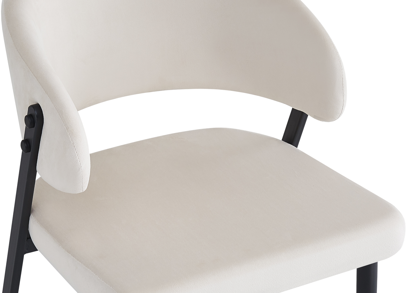 Chaise de table velours beige pieds noirs - Alba x4
