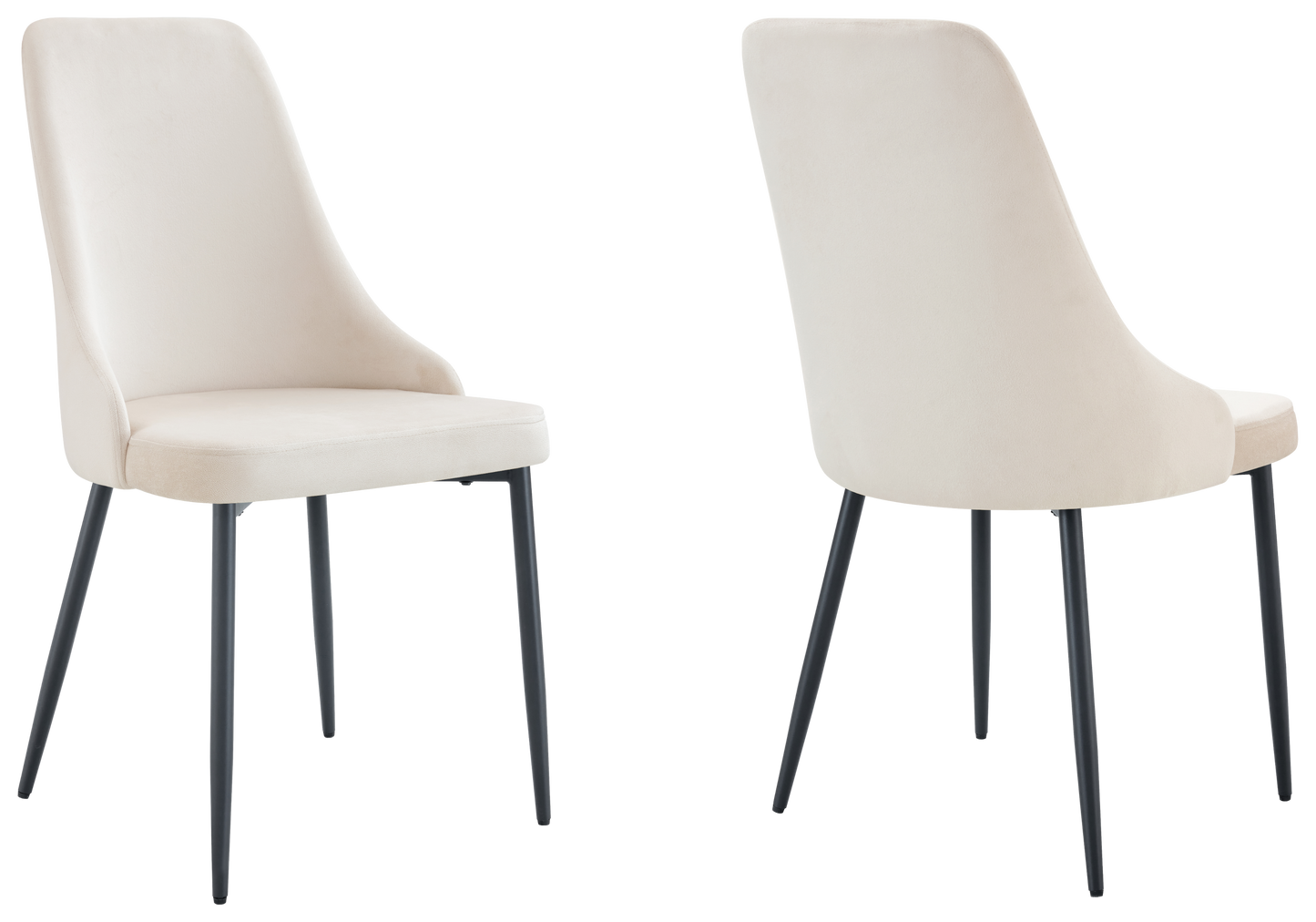 Chaise de table velours beige pieds noirs - Sena x4