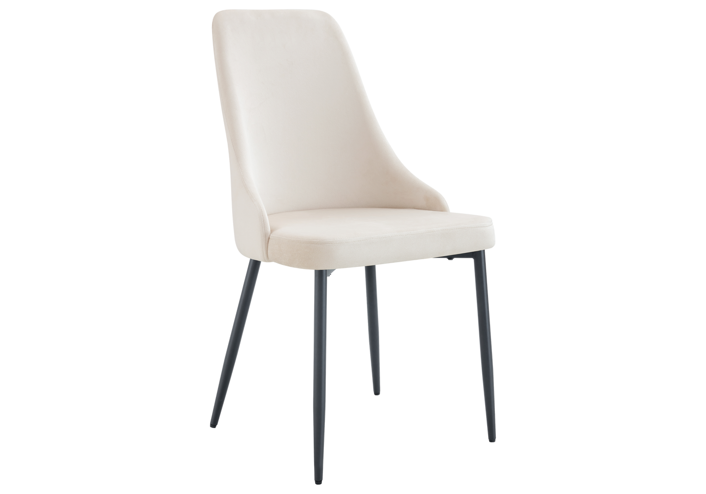 Chaise de table velours beige pieds noirs - Sena x4