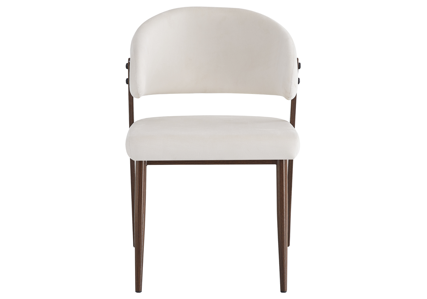 Chaise de table velours beige pieds noyer - Alba x4