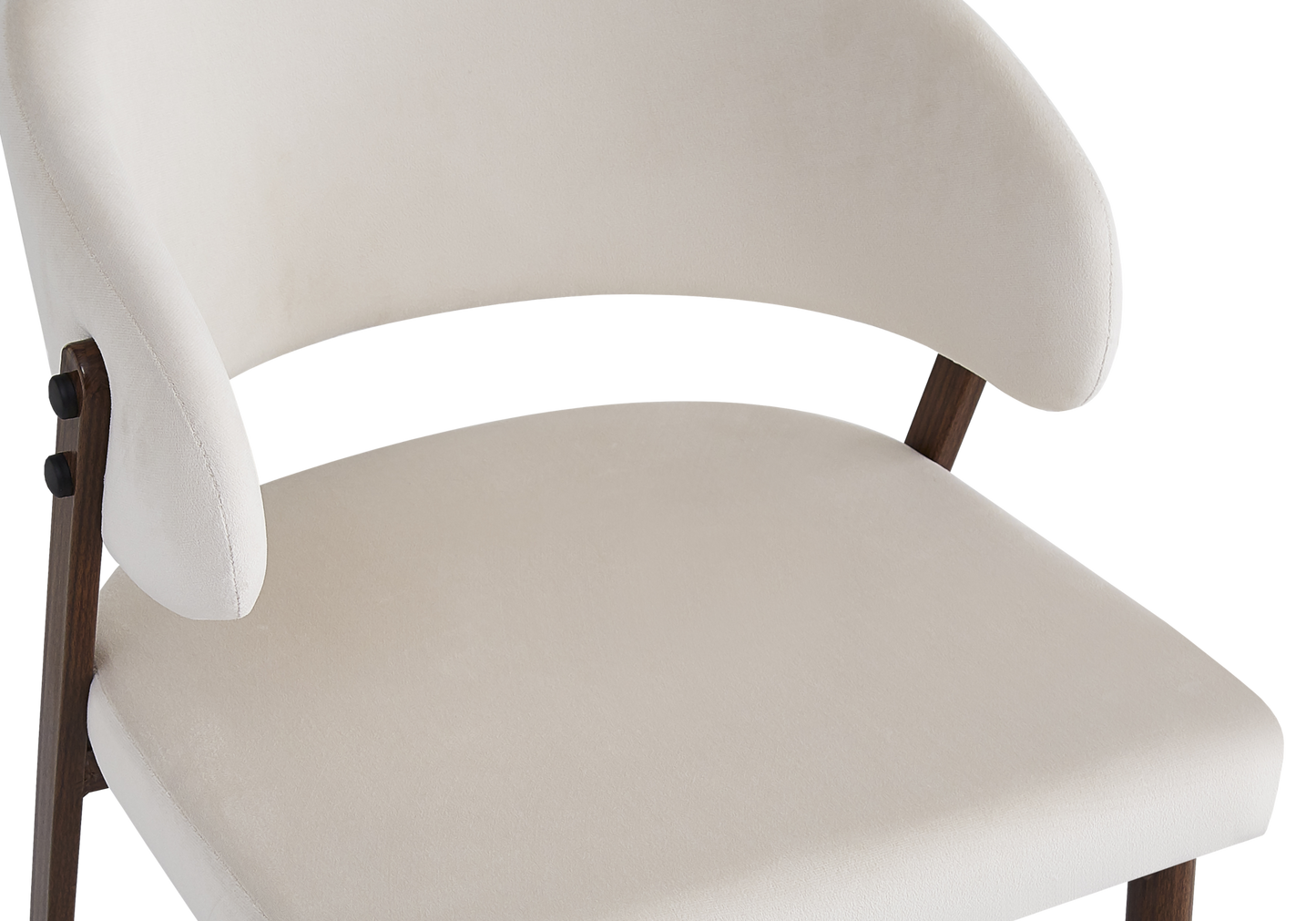 Chaise de table velours beige pieds noyer - Alba x4