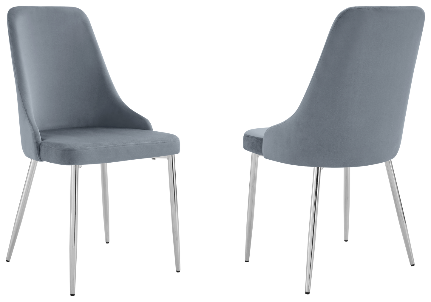 Chaise de table velours gris pieds argentés - Sena x4