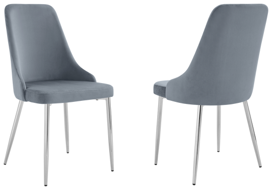 Chaise de table velours gris pieds argentés - Sena x4