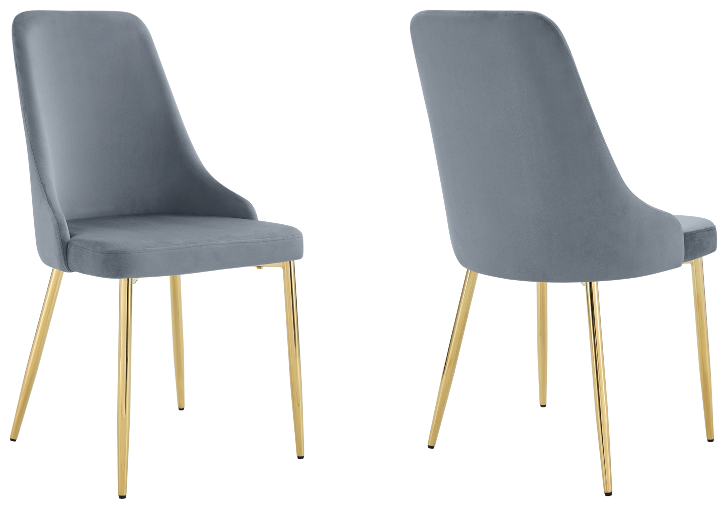 Chaise de table velours gris pieds dorés - Sena x4