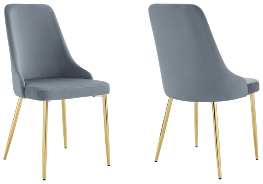 Chaise de table velours gris pieds dorés - Sena x4