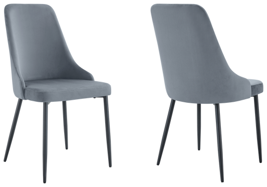 Chaise de table velours gris pieds noirs - Sena x4