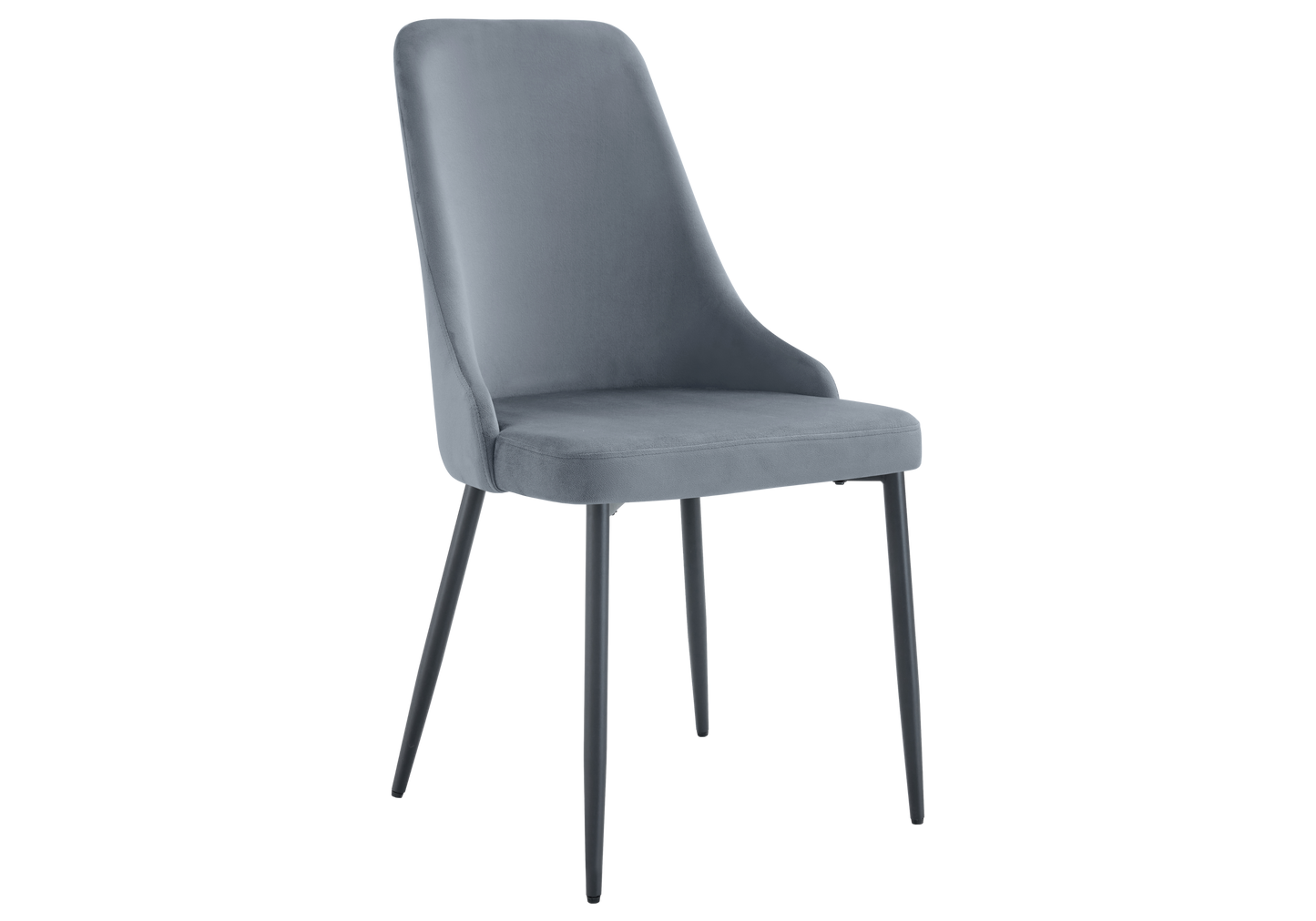 Chaise de table velours gris pieds noirs - Sena x4