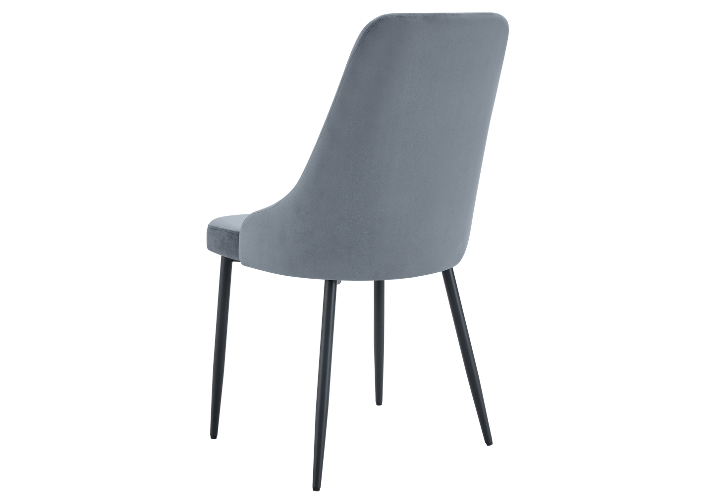 Chaise de table velours gris pieds noirs - Sena x4