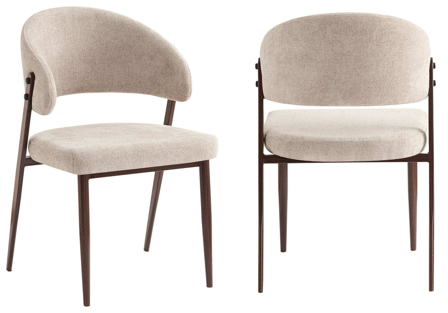 Chaise de table velours marron glacé pieds noyer - Alba x4