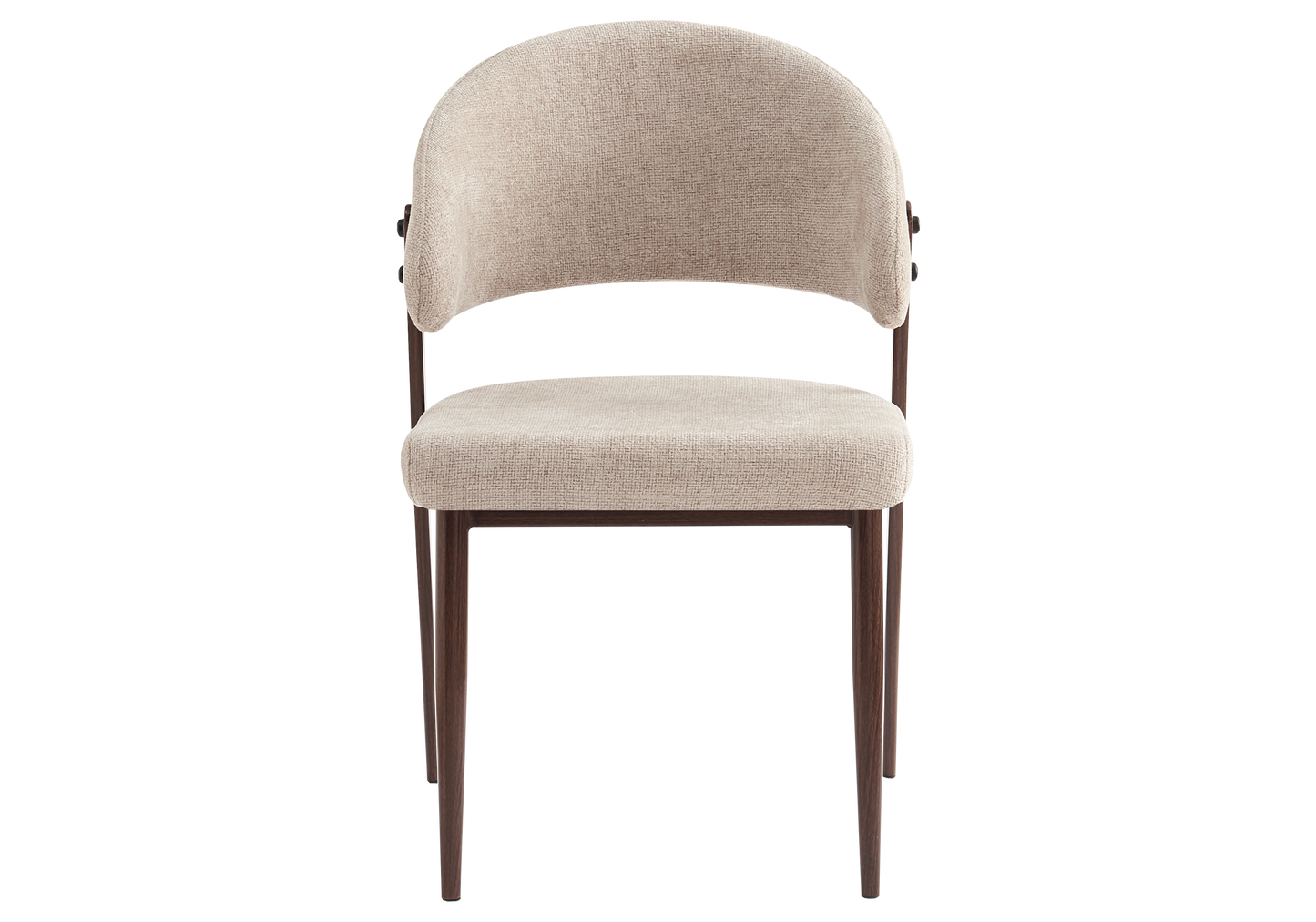 Chaise de table velours marron glacé pieds noyer - Alba x4