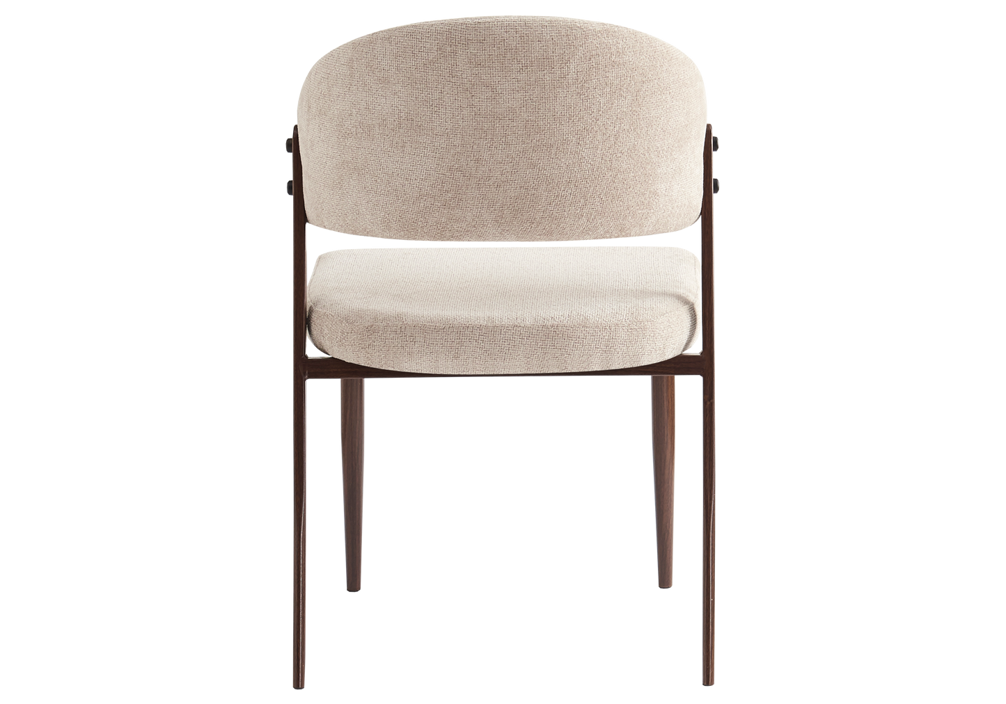 Chaise de table velours marron glacé pieds noyer - Alba x4