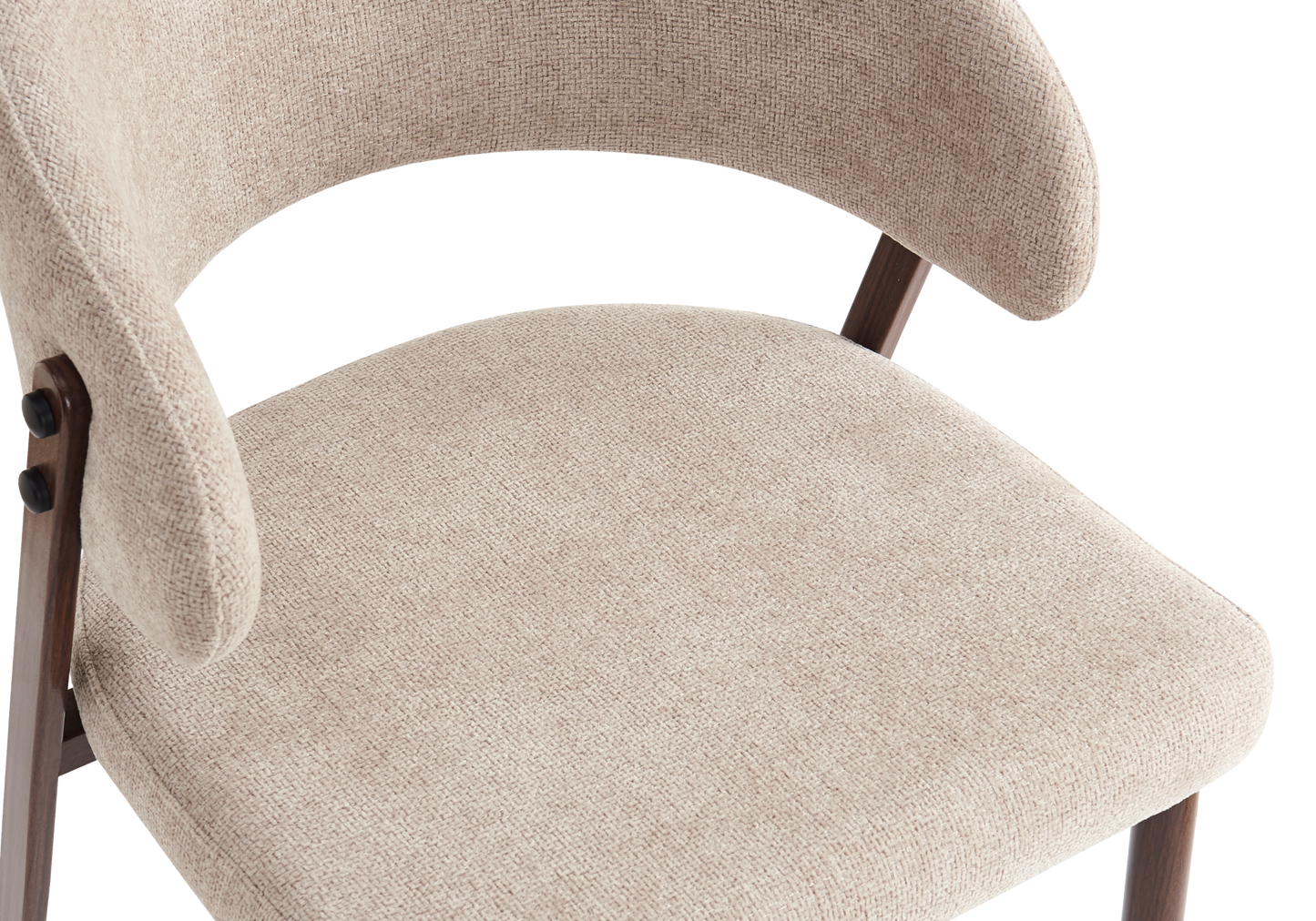 Chaise de table velours marron glacé pieds noyer - Alba x4