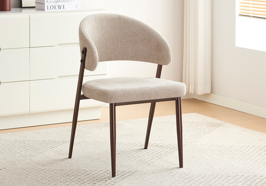 Chaise de table velours marron glacé pieds noyer - Alba x4