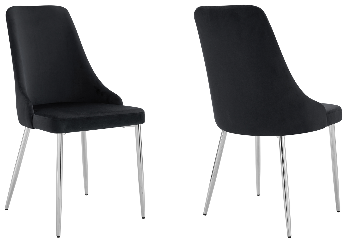 Chaise de table velours noir pieds argentés - Sena x4