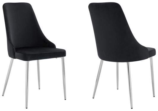 Chaise de table velours noir pieds argentés - Sena x4