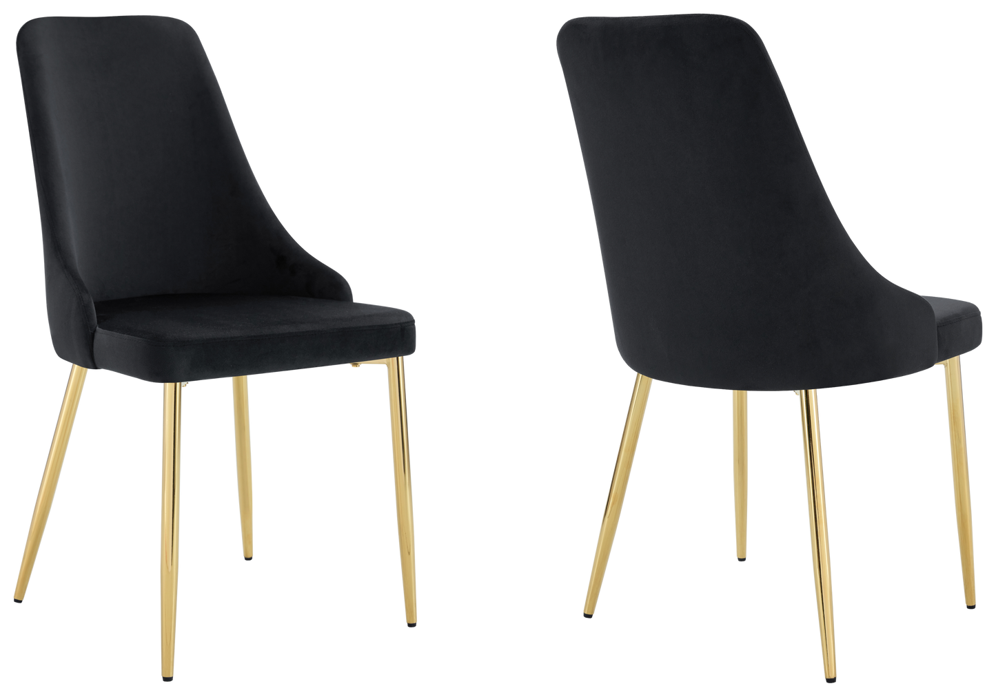 Chaise de table velours noir pieds dorés - Sena x4
