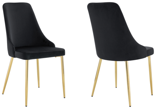 Chaise de table velours noir pieds dorés - Sena x4
