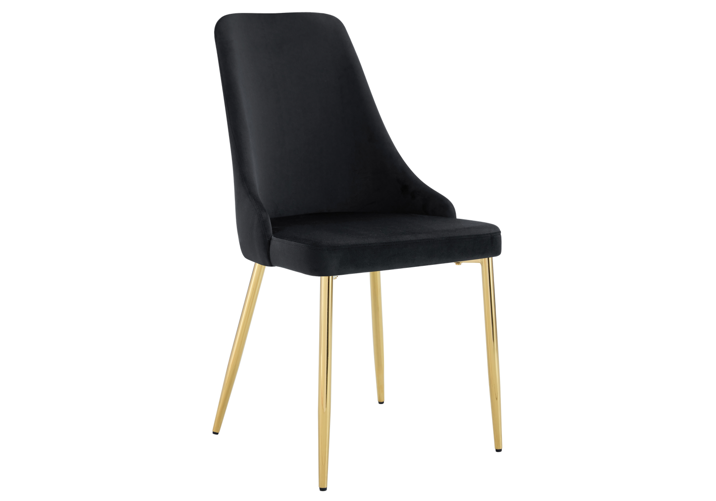 Chaise de table velours noir pieds dorés - Sena x4