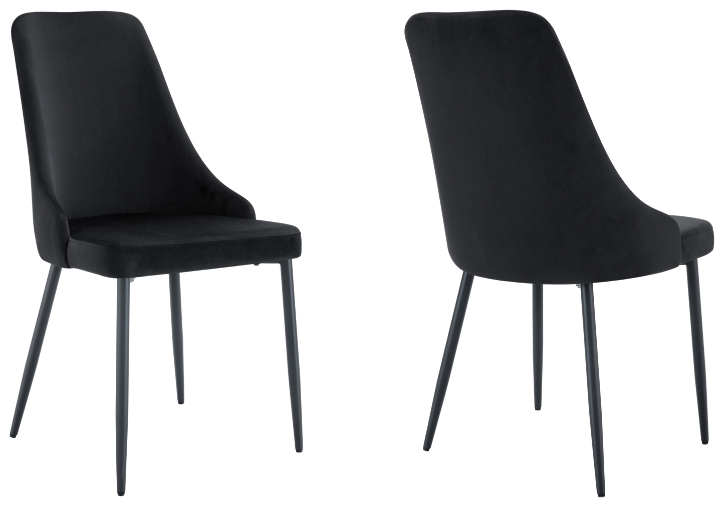 Chaise de table velours noir pieds noirs - Sena x4