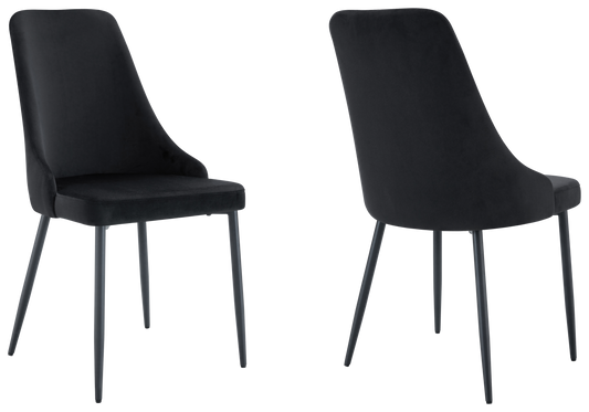 Chaise de table velours noir pieds noirs - Sena x4