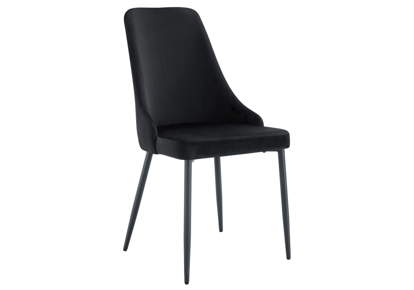 Chaise de table velours noir pieds noirs - Sena x4