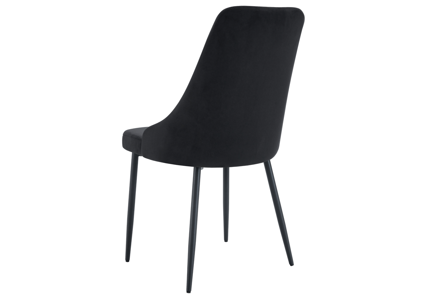 Chaise de table velours noir pieds noirs - Sena x4