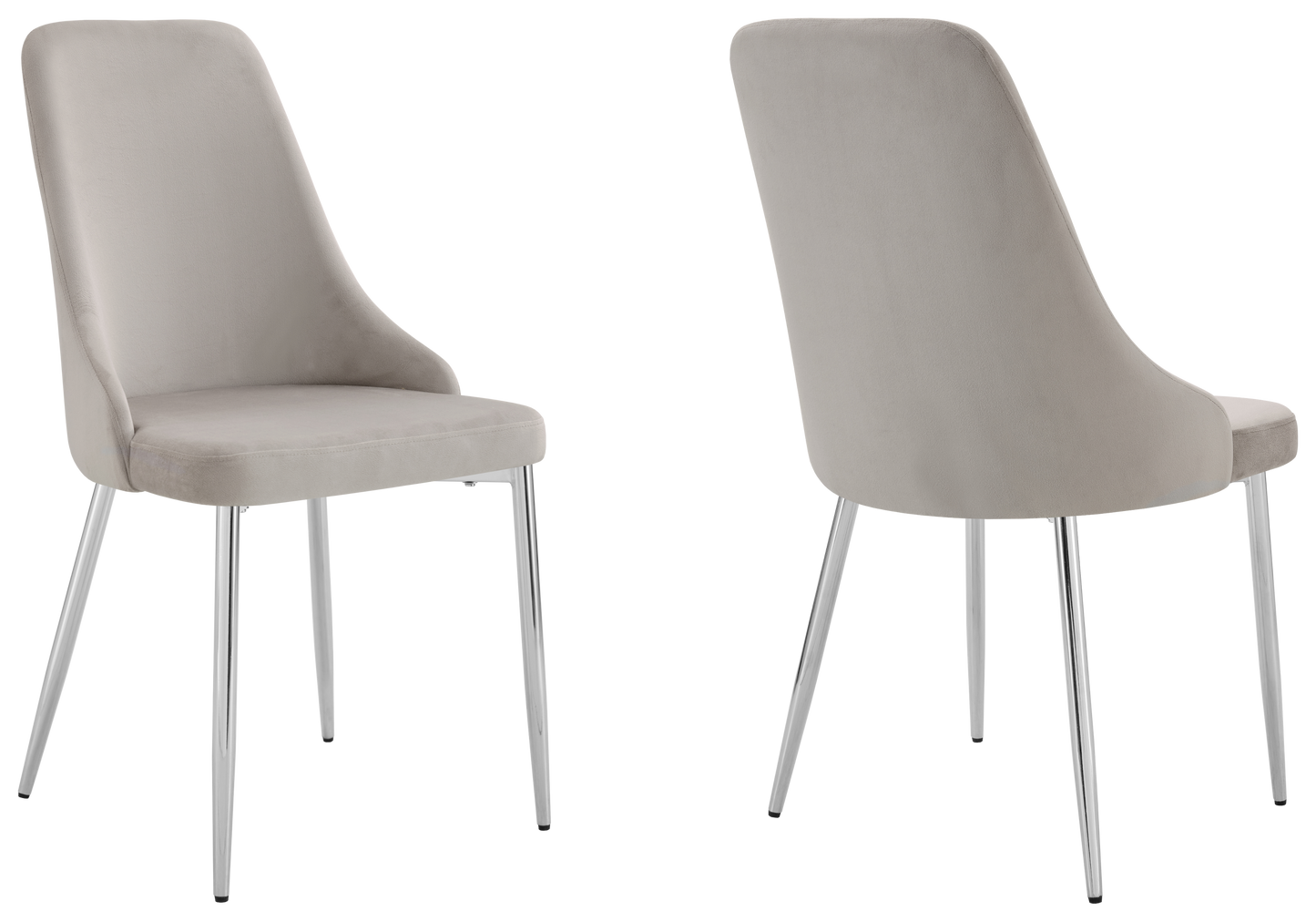 Chaise de table velours taupe pieds argentés - Sena x4