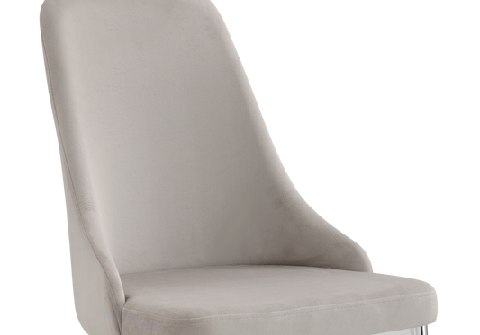 Chaise de table velours taupe pieds argentés - Sena x4