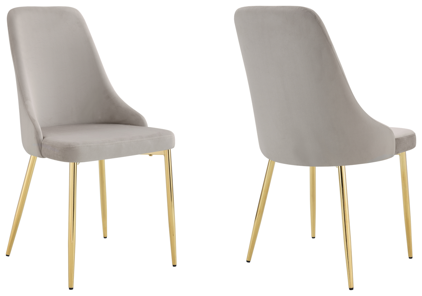 Chaise de table velours taupe pieds dorés - Sena x4
