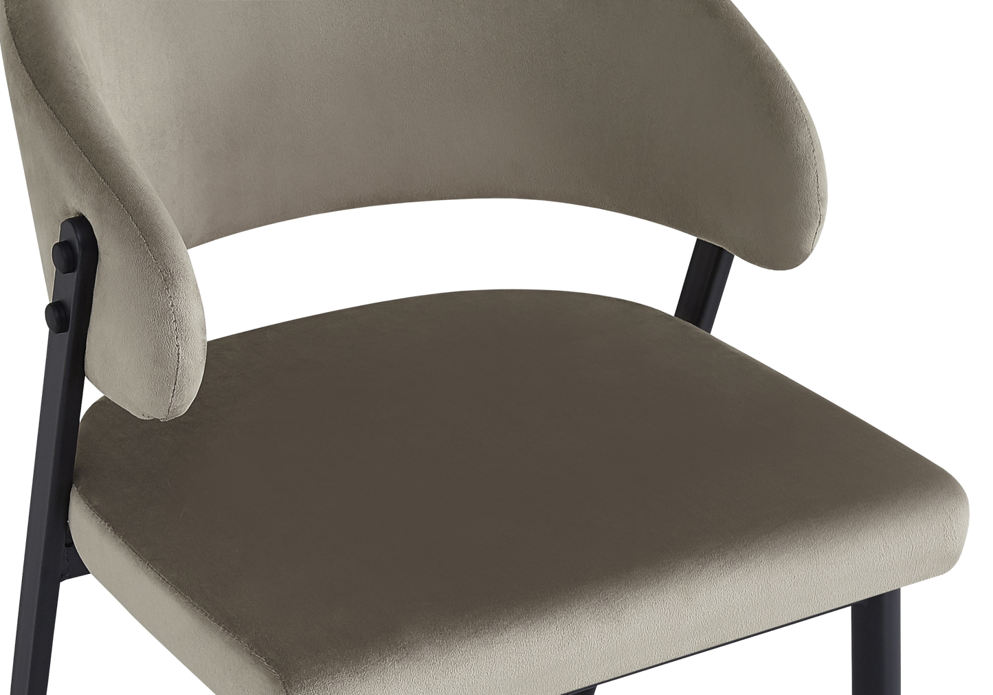 Chaise de table velours taupe pieds noirs - Alba x4