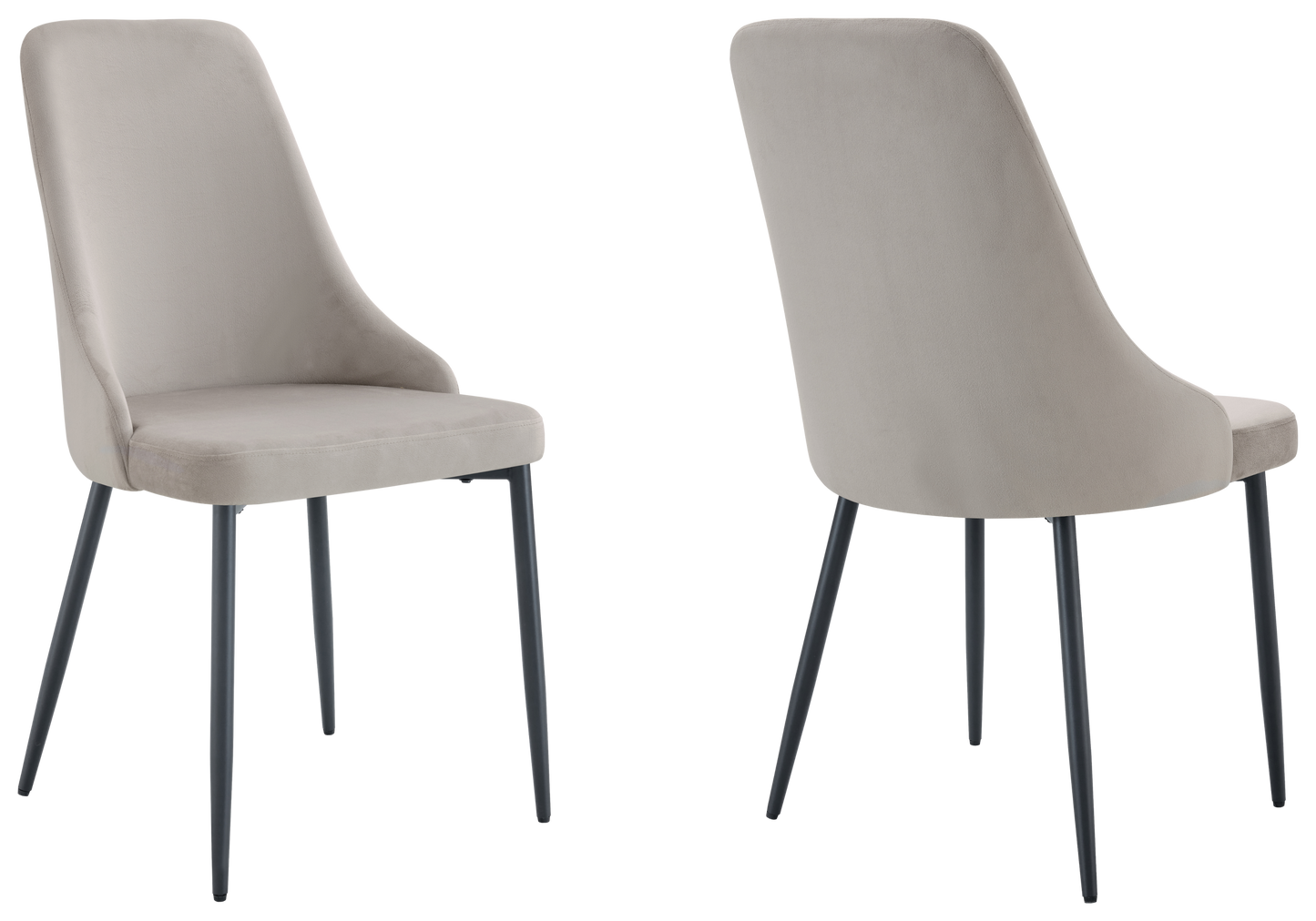 Chaise de table velours taupe pieds noirs - Sena x4