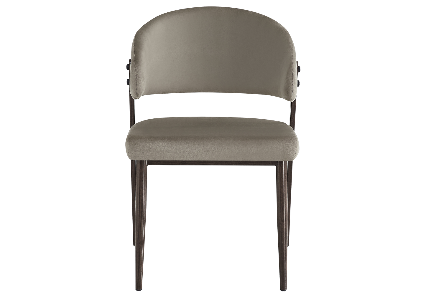 Chaise de table velours taupe pieds noyer - Alba x4