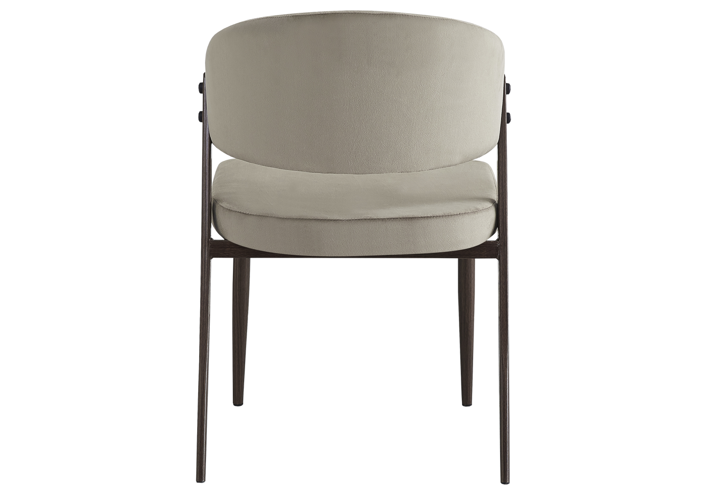Chaise de table velours taupe pieds noyer - Alba x4