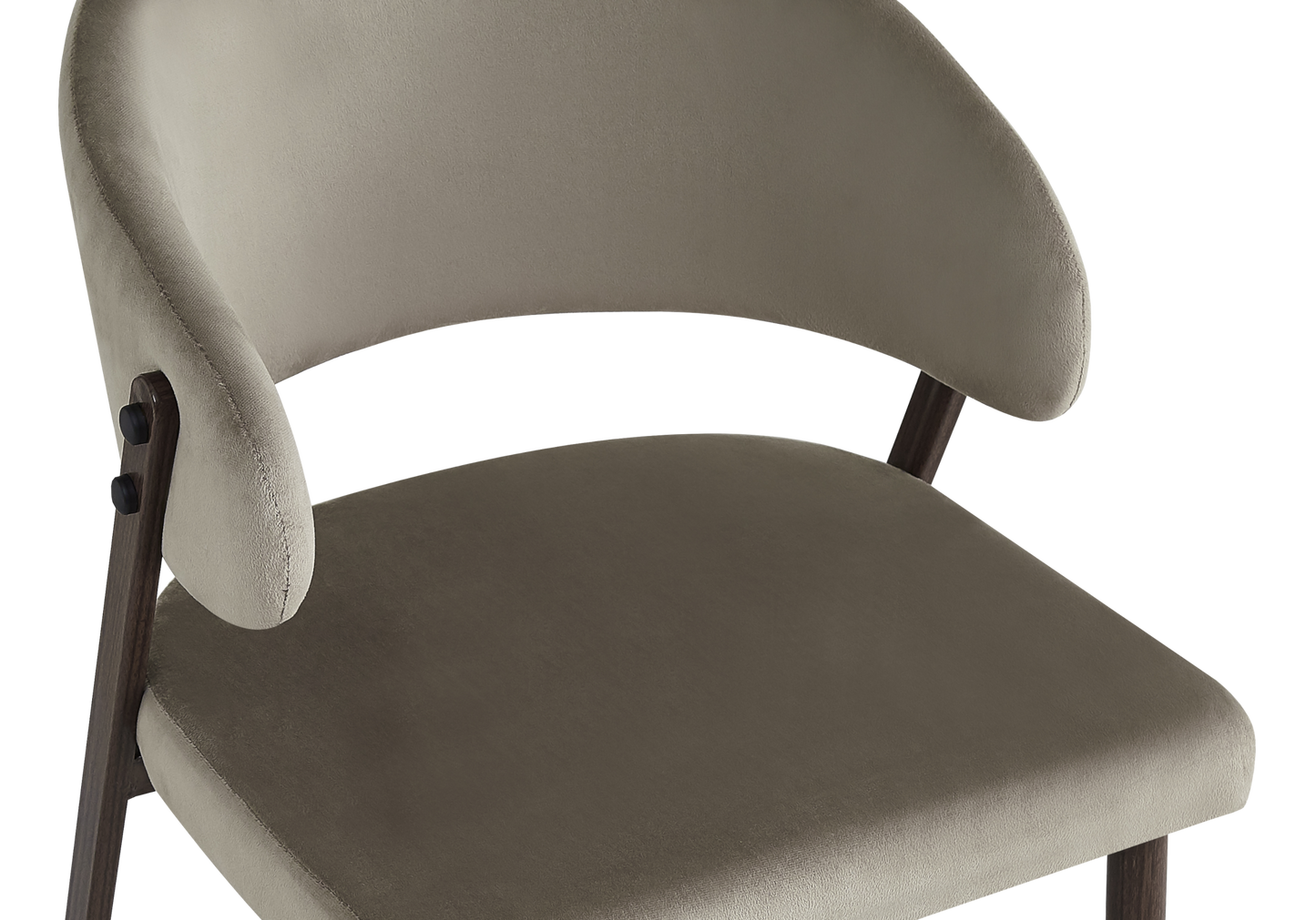 Chaise de table velours taupe pieds noyer - Alba x4