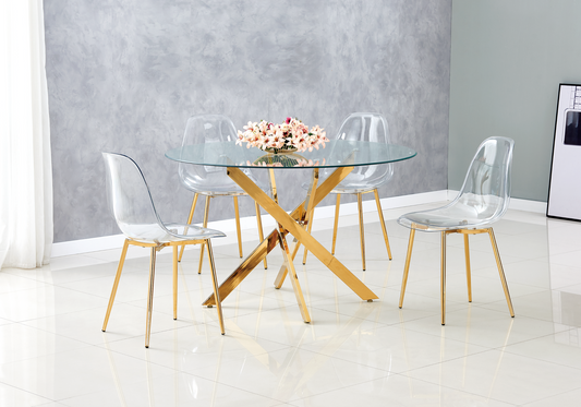 Chaise transparente pieds dorés – Gina x6