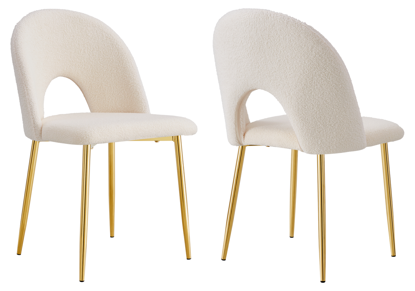 Chaise dossier ouvert en tissu bouclé blanc - Talia x4
