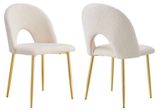 Chaise dossier ouvert en tissu bouclé blanc - Talia x4
