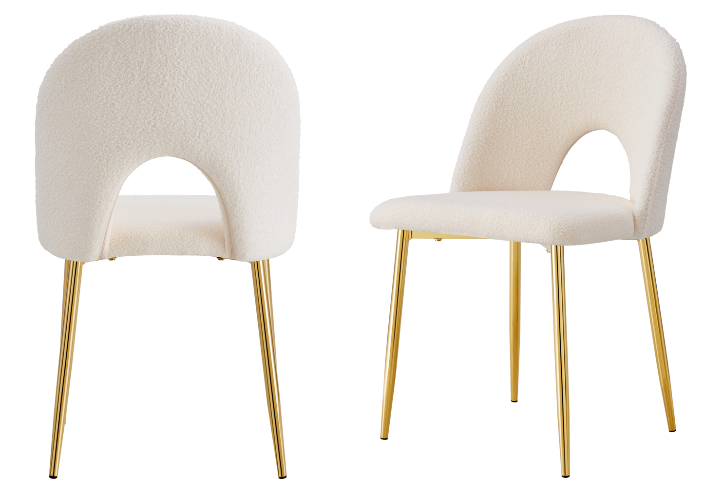 Chaise dossier ouvert en tissu bouclé blanc - Talia x4
