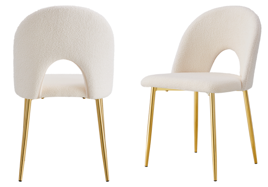 Chaise dossier ouvert en tissu bouclé blanc - Talia x4