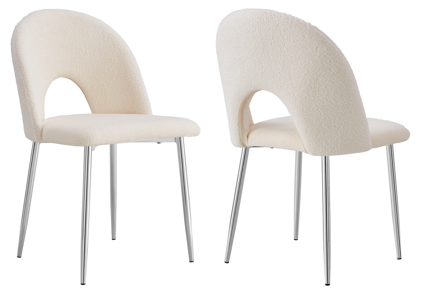 Chaise dossier ouvert en tissu bouclé blanc - Talia x4